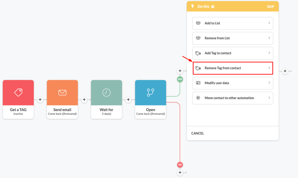 Remove inactive tag for engaged contacts
